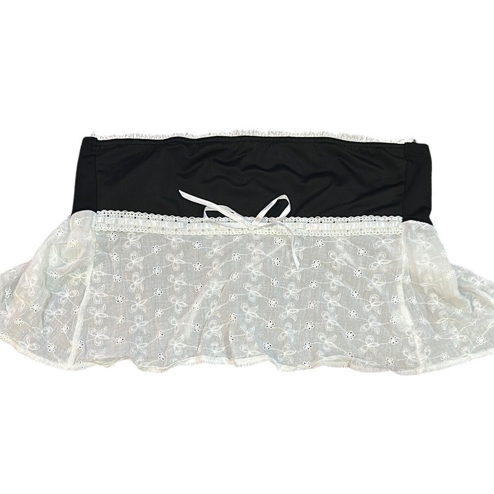 Black and White Lace Bandeau Top